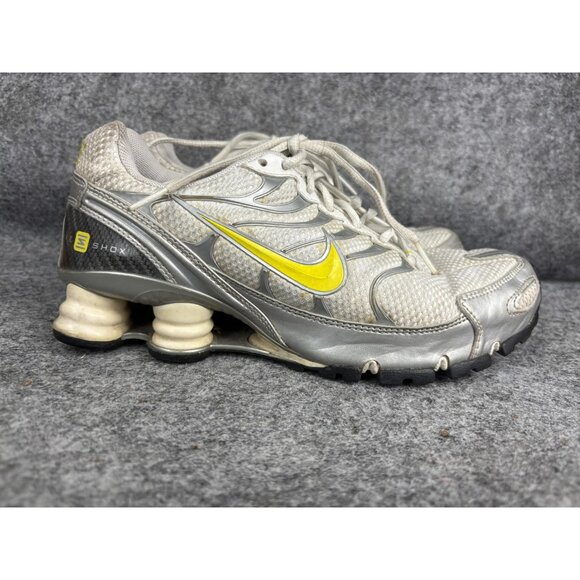 Nike Shox Running Shoes Womens Size 8 White Silver Yellow Cushioned 318164-131 - Picture 4 of 9